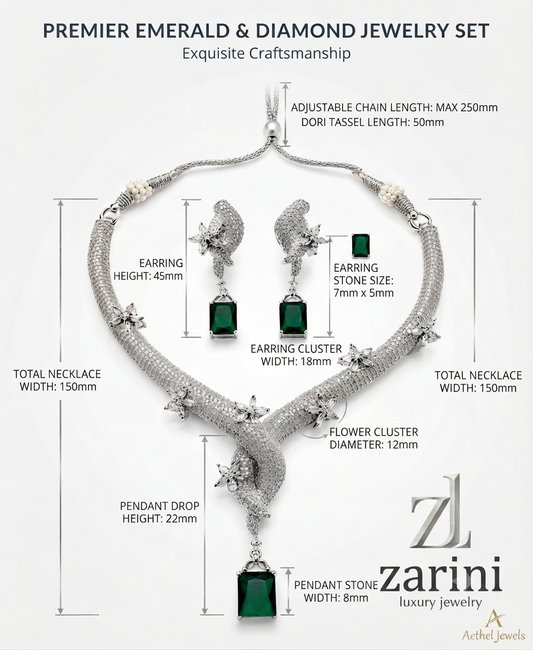 Zarini Luxe Emerald Radiance CZ Necklace Set