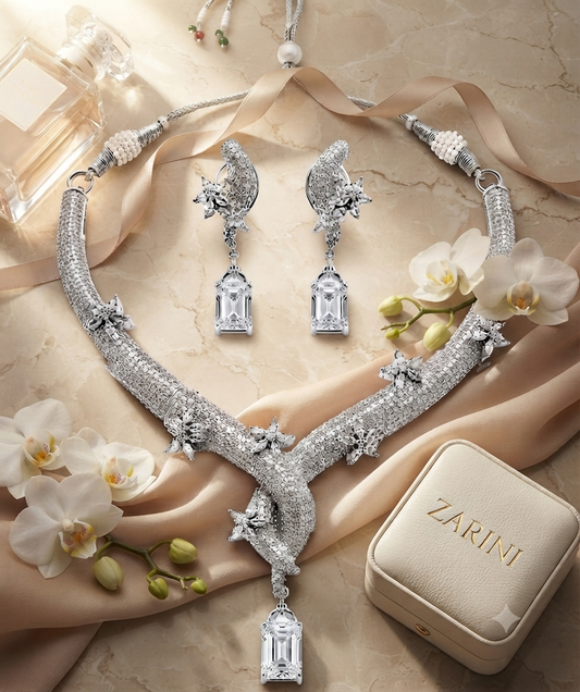 Zarini Celeste Crystal Statement Necklace Set