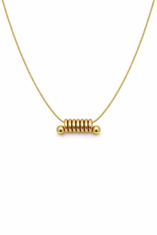 Zarinis Minimal Gold Plated Necklace Featuring A Sleek Spiral Ring Pendant