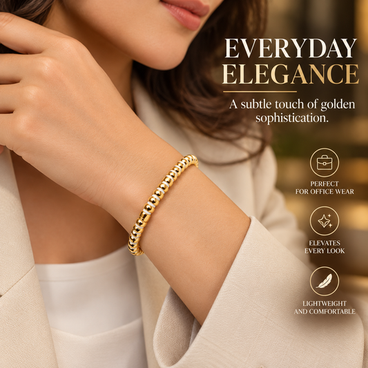 Zarini Gold-Tone and White Beaded Bracelet for Women | Elegant Two-Tone Statement Jewellery
