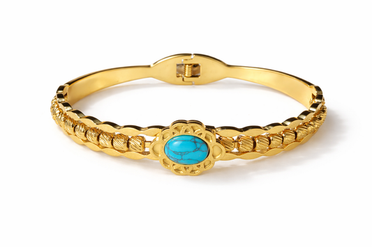 Gold Plated Turquoise Center Stone Bracelet