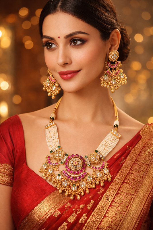 Zarini Regal Pearl Kundan Choker Set