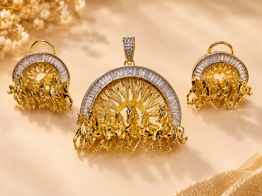ZARINI Golden Horizon Horse Pendant Set