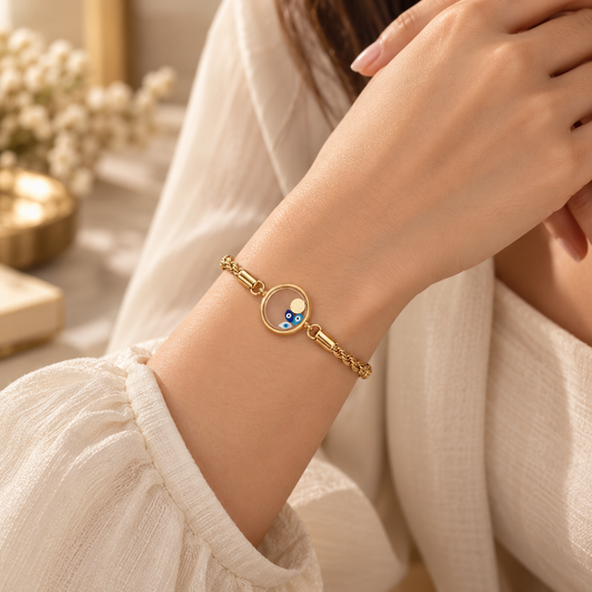 Golden Floral Charm Bracelet for Women | Multicolor Petal Design with Elegant Chain