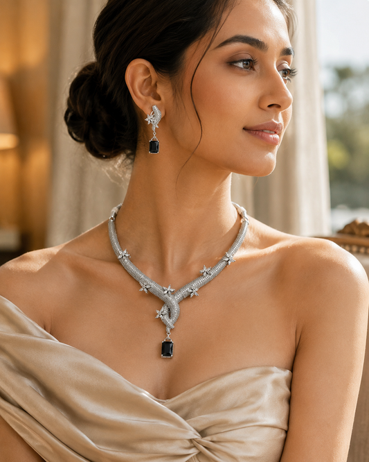 Zarini Noir Elegance CZ Necklace Set