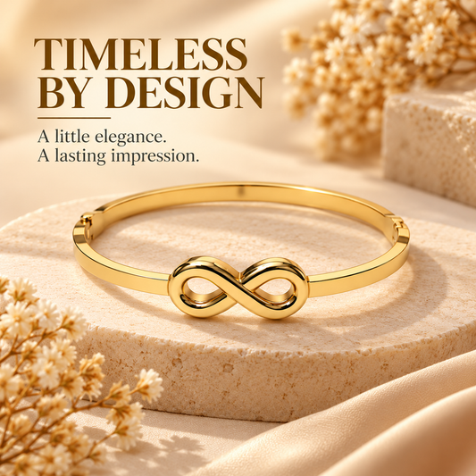 Zarini Gold-Tone Infinity Bangle for Women | Minimalist Elegant Statement Bracelet