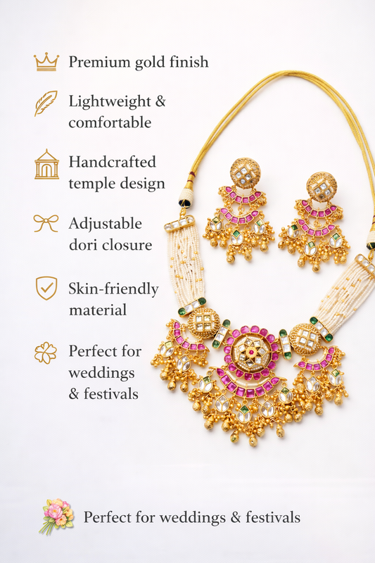 Zarini’s Regal Pearl Kundan Choker Set