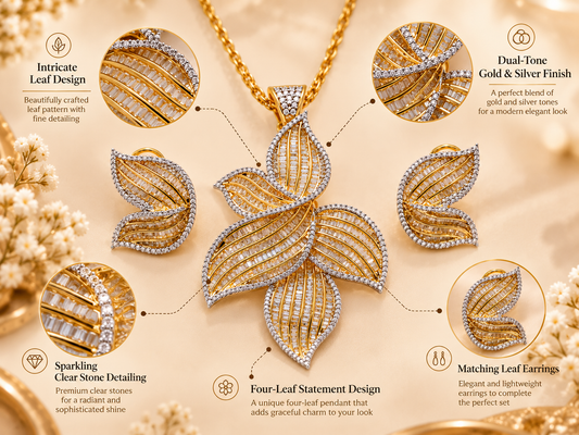 ZARINI Golden Willow Leaf Pendant Set