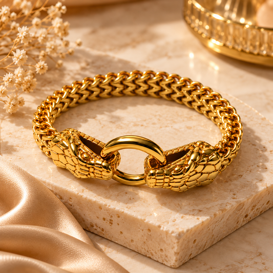 Zarini Gold-Tone Dragon Motif Chain Bracelet for Men | Bold Statement Jewellery