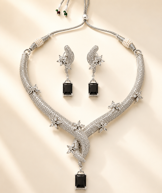 Zarini Noir Elegance CZ Necklace Set