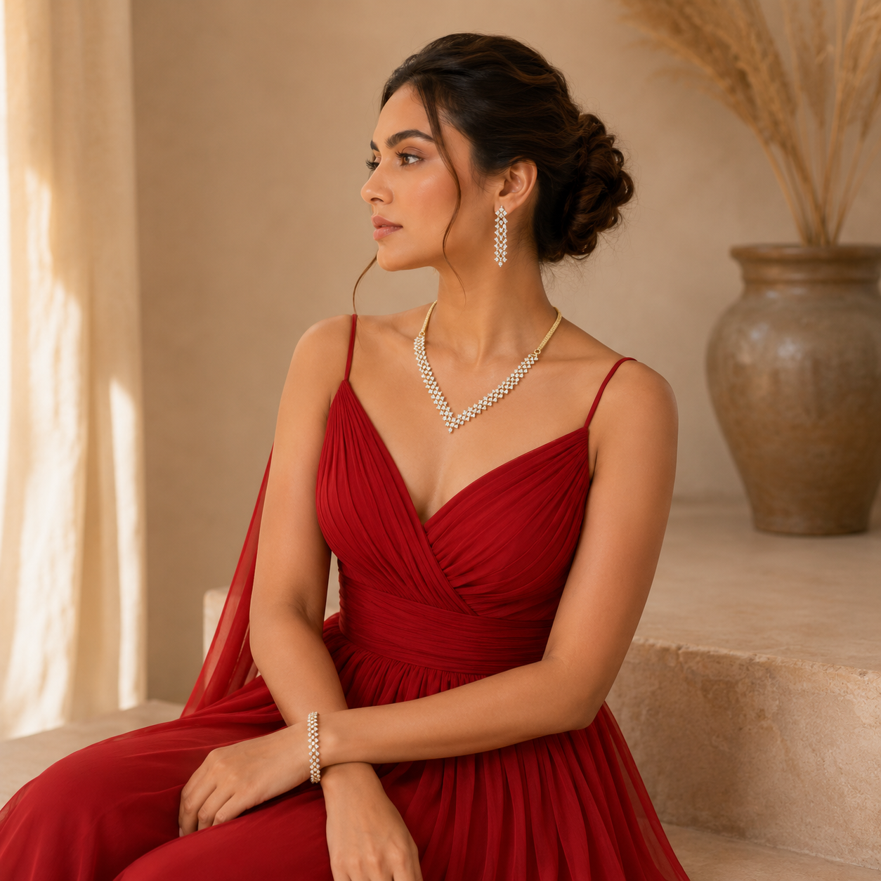 Zarini’s Luxe Crystal Layered Necklace & Bracelet Set