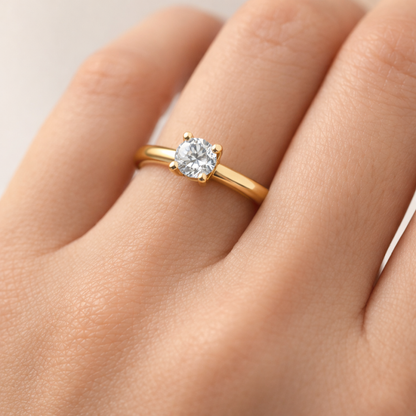 Zarini Trio Ring Set – Solitaire Gold Ring with Silver & Rose Gold Plain Bands (Anti-Tarnish)