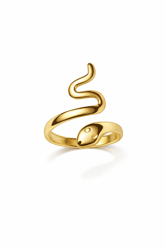 Zarini Gold-Plated Snake Ring – Anti-Tarnish Adjustable Serpent Design