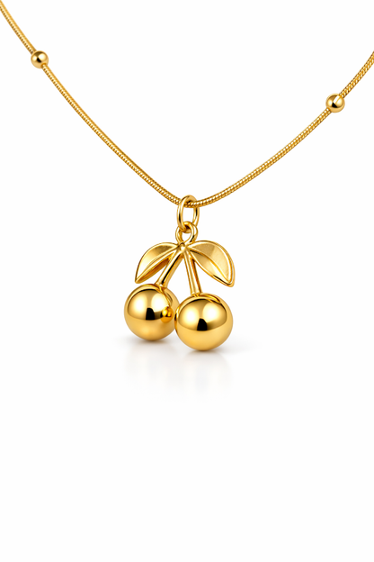 Zarini’s 18K Gold Plated Cherry Pendant Necklace