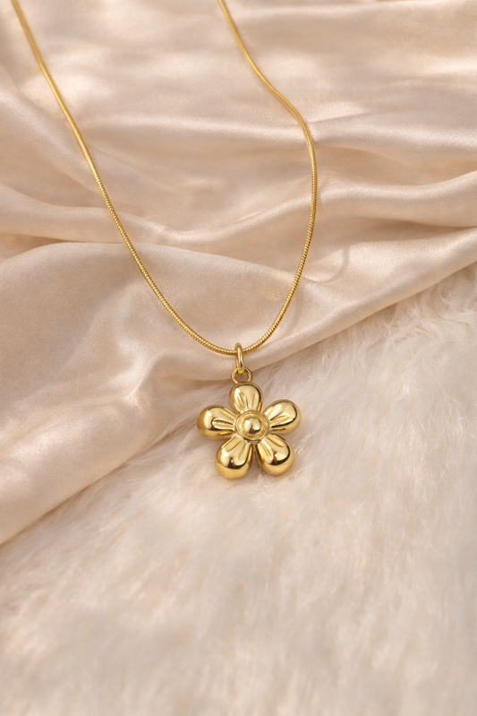 Zarinis Gold Toned Flower Anti Tarnish Pendant With Floral Petal Design
