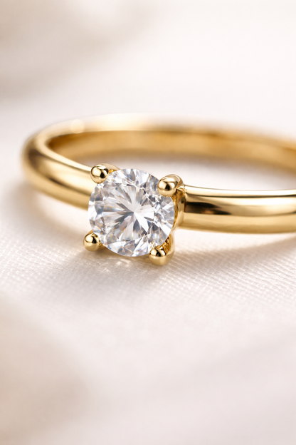 Zarini Trio Ring Set – Solitaire Gold Ring with Silver & Rose Gold Plain Bands (Anti-Tarnish)