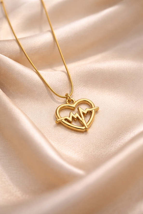 Zarini’s Lifeline Pulse Heartbeat Gold Plated Pendant