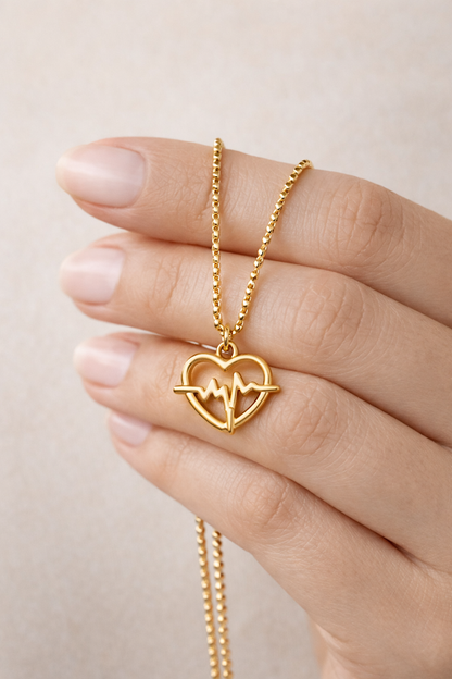 Zarini’s Lifeline Pulse Heartbeat Gold Plated Pendant