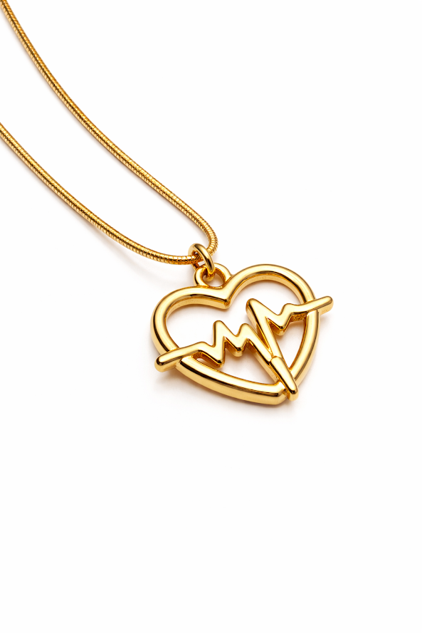 Zarini’s Lifeline Pulse Heartbeat Gold Plated Pendant