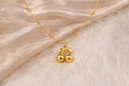 Zarini’s 18K Gold Plated Cherry Pendant Necklace