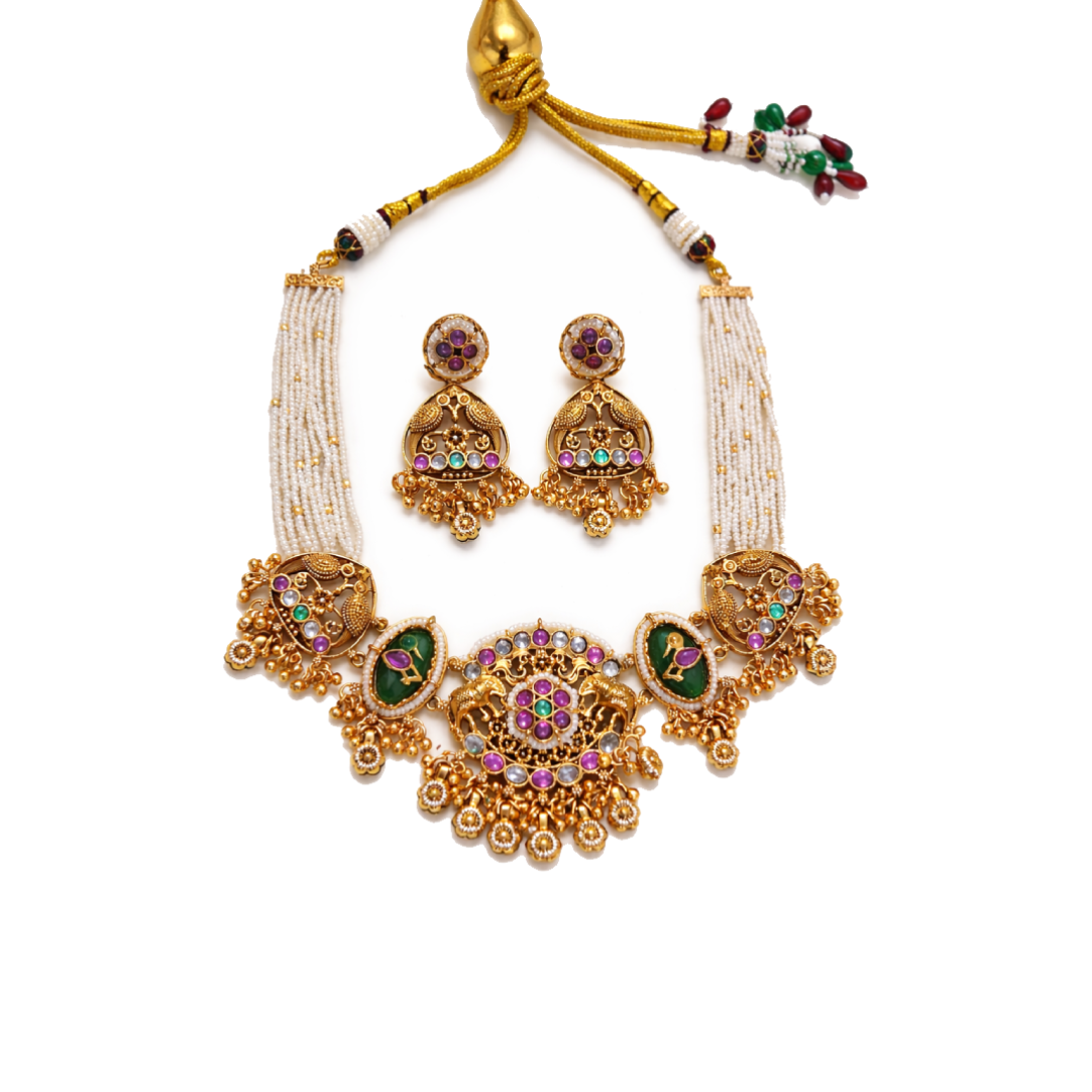 Zarinis Royal Pearl Temple Necklace Set