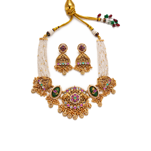 Zarinis Royal Pearl Temple Necklace Set