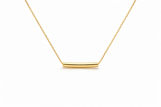 Zarini’s Gold Plated Anti-Tarnish Minimalistic Sleek Tube Pendant Necklace