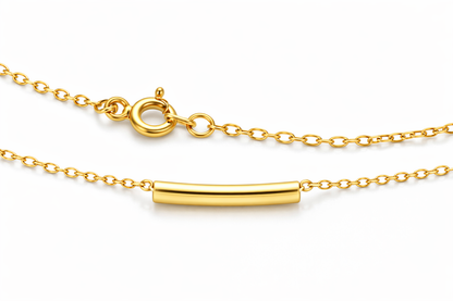 Zarini’s Gold Plated Anti-Tarnish Minimalistic Sleek Tube Pendant Necklace