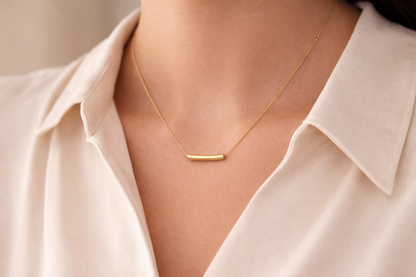 Zarini’s Gold Plated Anti-Tarnish Minimalistic Sleek Tube Pendant Necklace