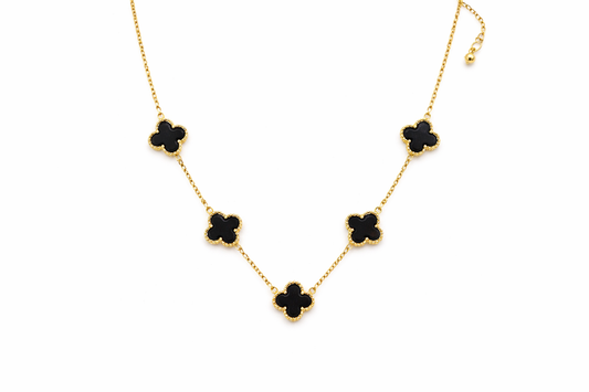 Zarini’s Twisted Shell Detail Pendant Necklace – Black