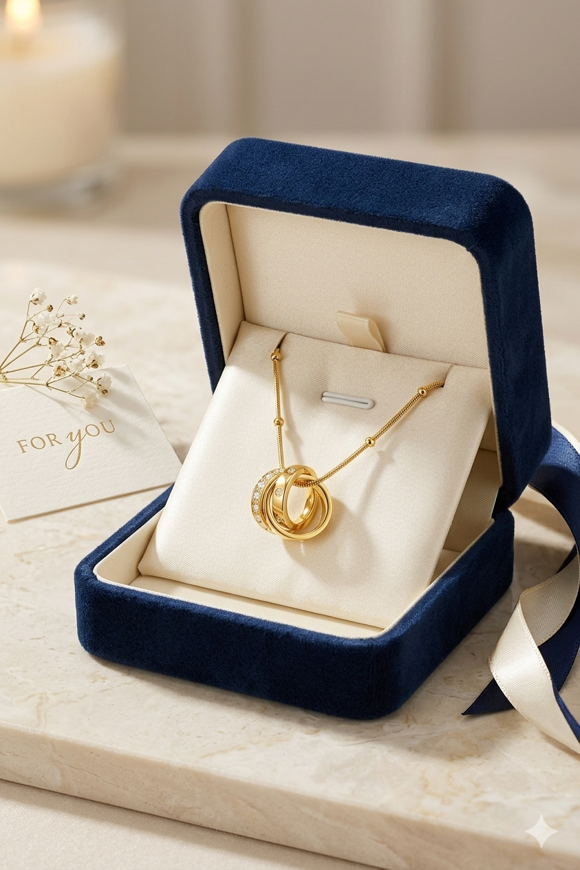 Zarini’s Interlocked Ring Crystal Pendant