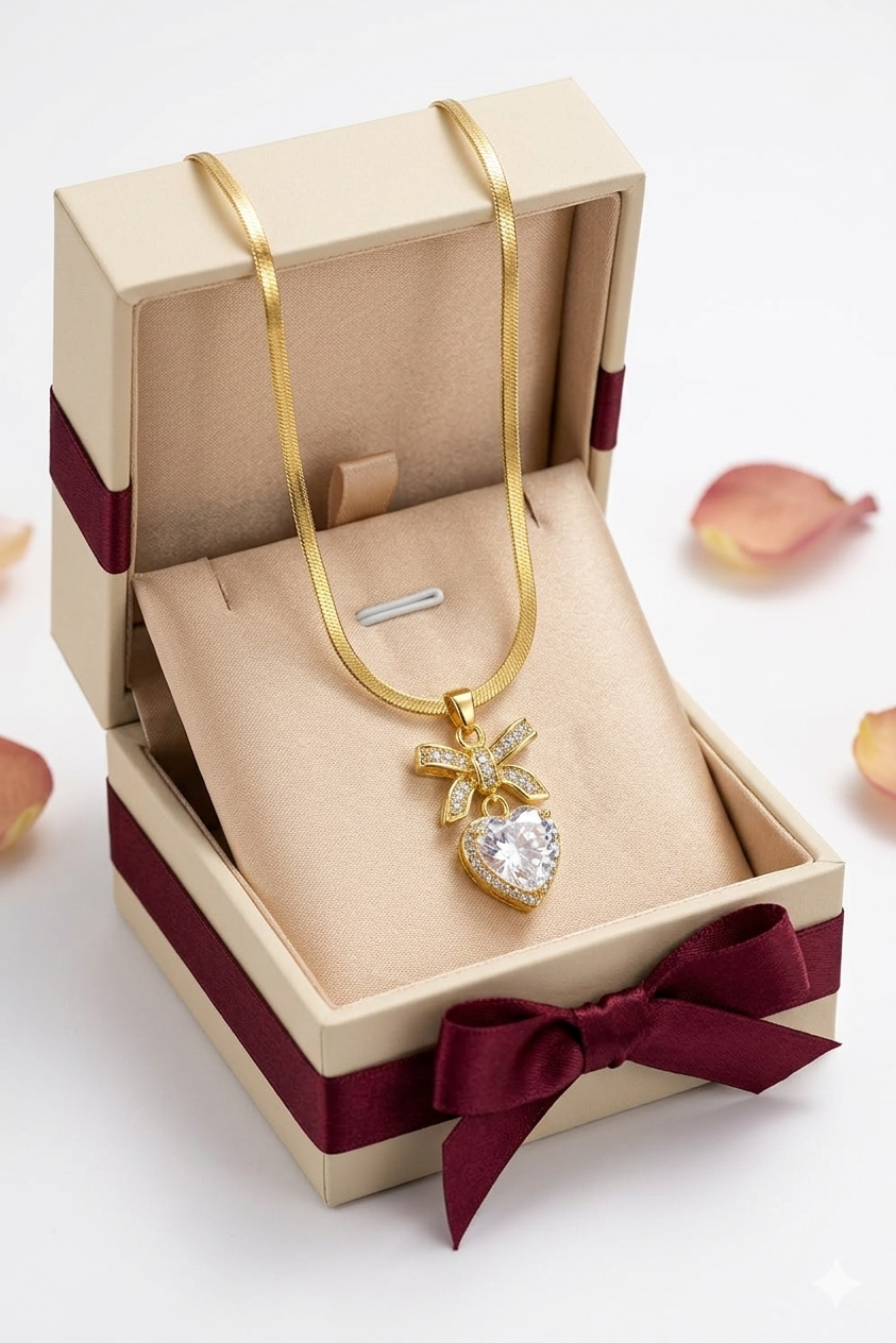 Zarini’s Bow Heart Crystal Pendant