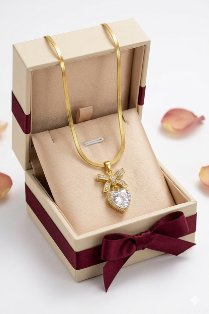 Zarini’s Bow Heart Crystal Pendant