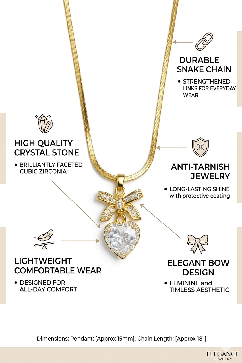 Zarini’s Bow Heart Crystal Pendant