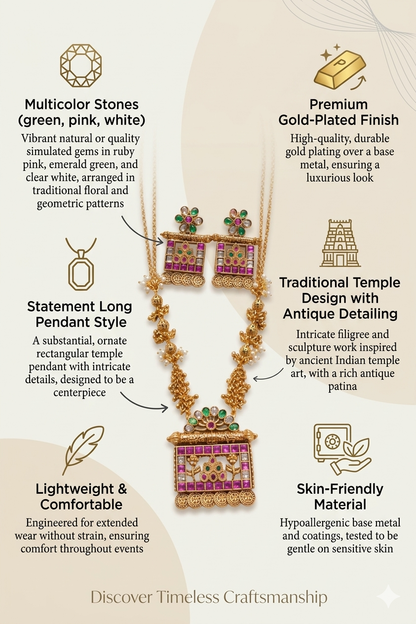 Zarini Heritage Kundan Long Pendant Necklace Set
