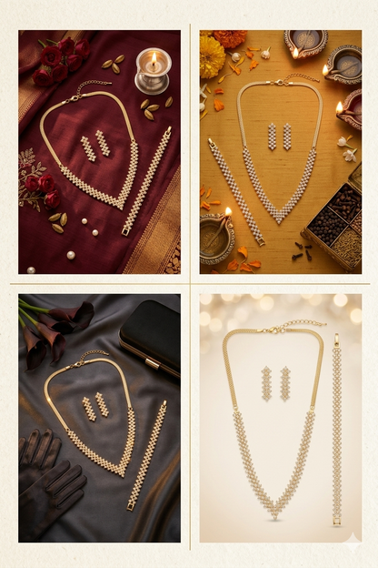 Zarini’s Luxe Crystal Layered Necklace & Bracelet Set