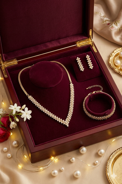 Zarini’s Luxe Crystal Layered Necklace & Bracelet Set