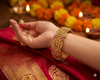 Zarini Antique Gold-Toned Ram Parivar Temple Kada Bangles with Ruby Stones – Set of 2