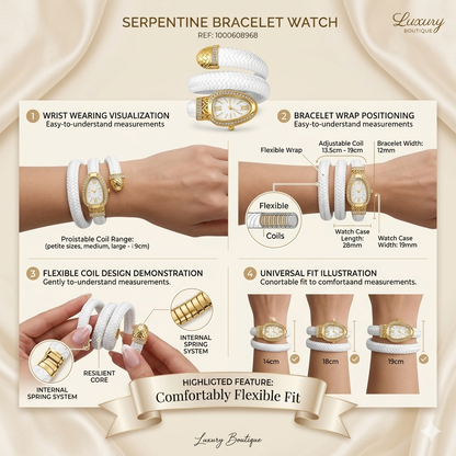 Zarini Luxe Crystal-Studded White Woven Wrap Bracelet Watch for Women | Gold-Tone Oval Dial | Elegant Fashion Timepiece