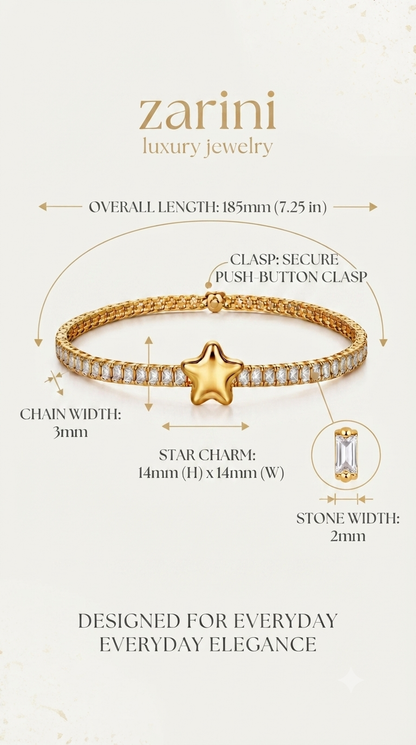 Gold Plated CZ Tennis Bracelet with Butterfly Charm – Anti-Tarnish Finish