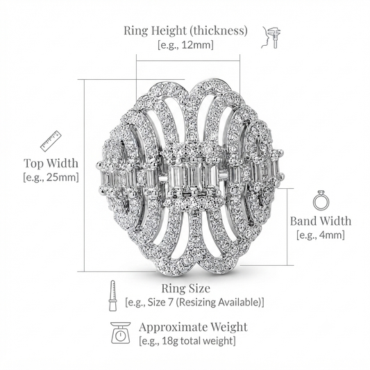 ZARINI Radiant Reverie Silver-Toned Statement Ring