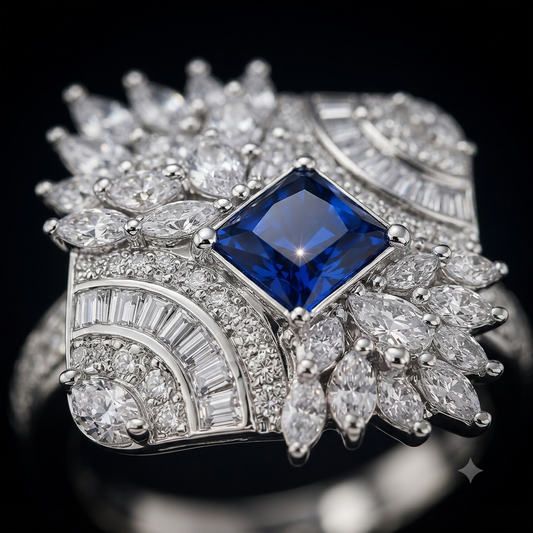 ZARINI Midnight Muse Blue Stone Statement Ring
