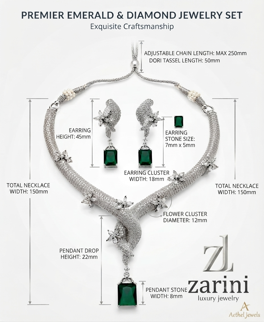 Zarini Luxe Emerald Radiance CZ Necklace Set