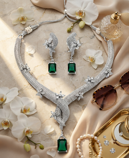 Zarini Luxe Emerald Radiance CZ Necklace Set