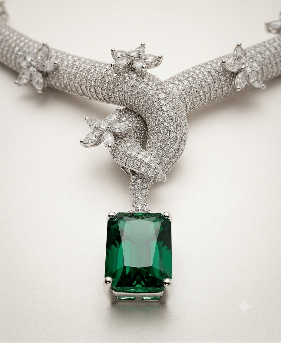 Zarini Luxe Emerald Radiance CZ Necklace Set