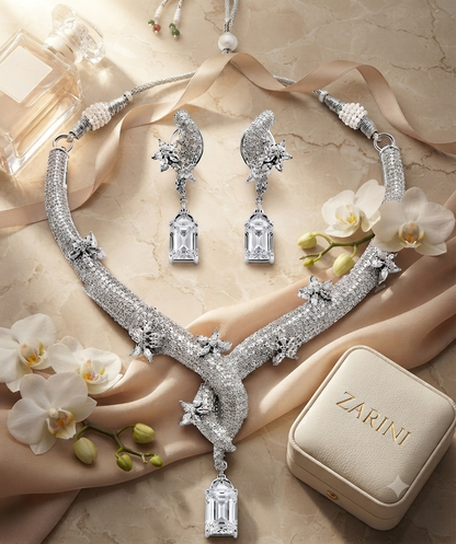 Zarini Celeste Crystal Statement Necklace Set