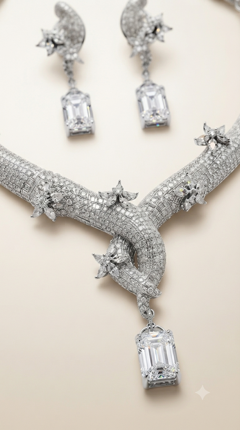 Zarini Celeste Crystal Statement Necklace Set