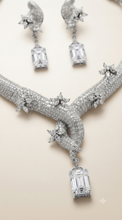 Zarini Celeste Crystal Statement Necklace Set