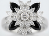 ZARINI Midnight Blossom Black & Clear Floral Statement Ring