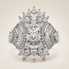 ZARINI Crystal Majesty Silver-Toned Statement Ring